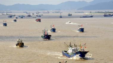 2017年9月17日，中國漁船從中國東部浙江省舟山市一個港口出發(fā)捕