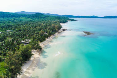 美麗的熱帶海景寧靜的海灘暑假鳥圖