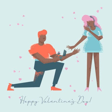 情人節(jié)快樂。有情侶的相聲賀卡。現(xiàn)代風