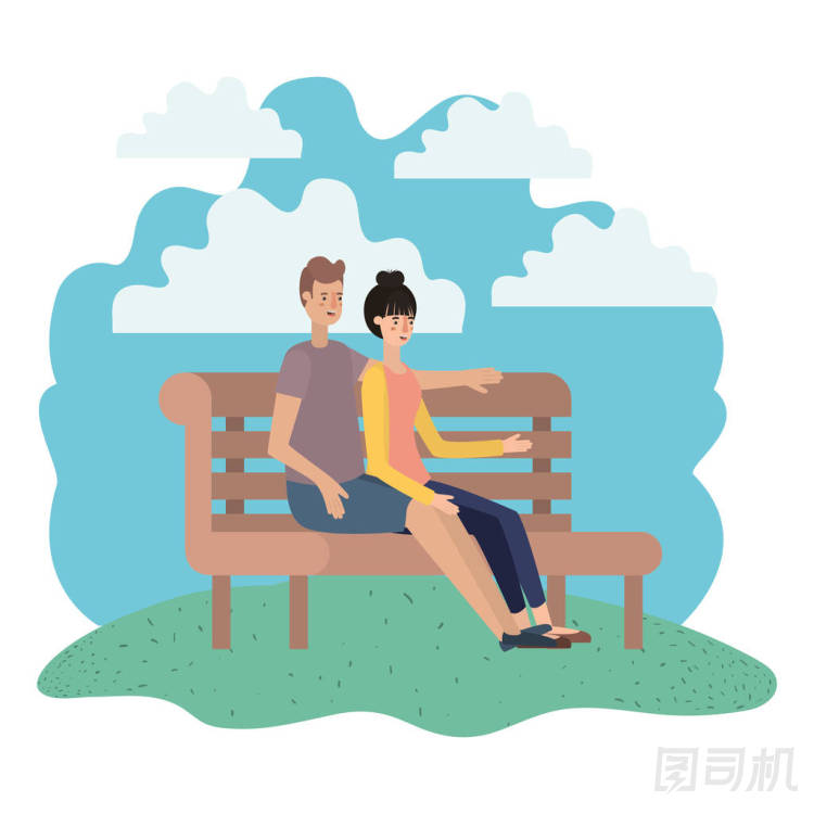 夫婦坐在公園椅子頭像字符圖片