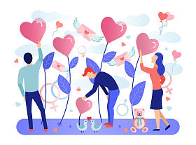 情人节庆祝活动、约会服务的网络概念