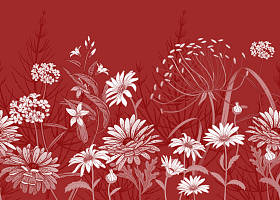 与野花的边界。无缝的夏季图案与田野和花园的花朵。花卉背景印刷壁纸, 纸张, 纺织品, 面料。手绘草图。时尚向量例