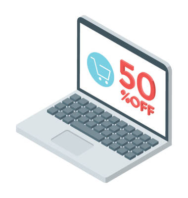 購物網(wǎng)站圖標(biāo), 等距向量