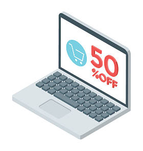 购物网站图标, 等距向量