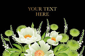 花卉卡片豪华图案精致柔和的白色花园大师牡丹黑色背景植物期风格的矢量花束和花圈花园花卉模板名片, 海报, 标志, 传单