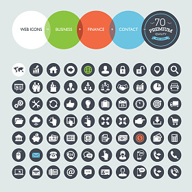商业、 金融和通信的 web 图标集
