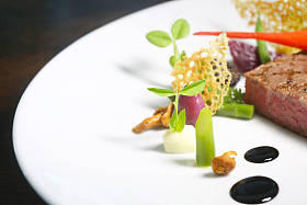 精致的菜, 创意餐厅餐饮理念, 高级时装食