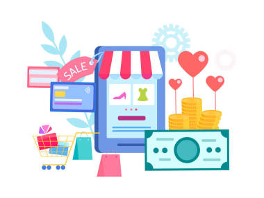 在网上商店的手机上网上购物, 情人节销售, 用信用卡在网上付款