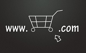 黑板上用粉笔绘制的在线商店符号