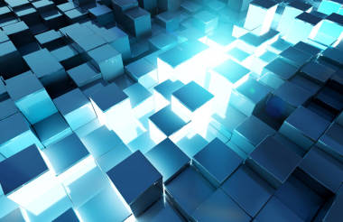 發(fā)光的黑色和藍(lán)色抽象正方形背景圖案3d 渲染