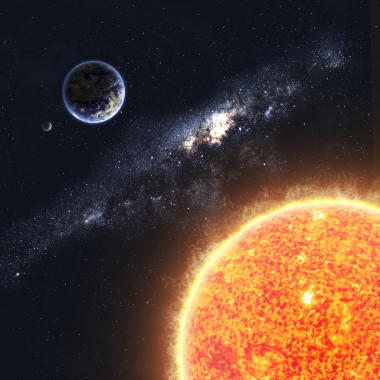 地球和太陽。由美國國家航空航天局裝備此圖像的元素