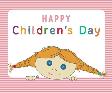 带洋娃娃的儿童节贺卡图片