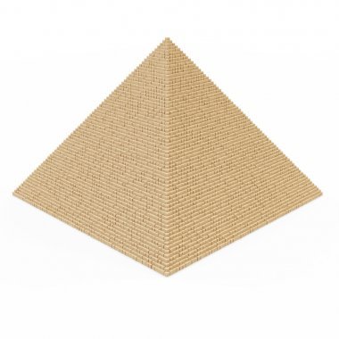 古老的金字塔在白色背景上孤立