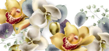 蘭花花復(fù)古橫幅矢量水彩畫。精致的季節(jié)性背景。美麗的春天花卉設(shè)計(jì)