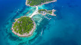 泰国素拉拉巴尼，Koh Nangyuan，Koh Nang Yuan岛的空中美景