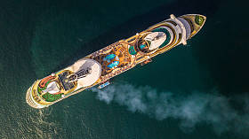 空中视野大型游轮海上, 客轮, 大型游轮横渡泰国湾