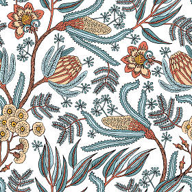 与幻想花、 自然壁纸、 花饰旋度图的无缝模式。佩斯利打印手绘制的元素。家居装饰