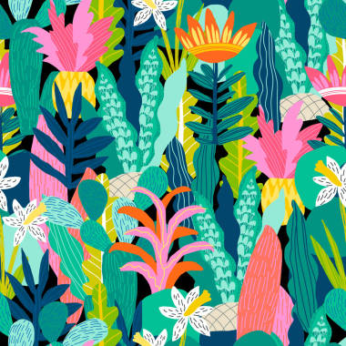 五顏六色的幻想花樣式的向量例