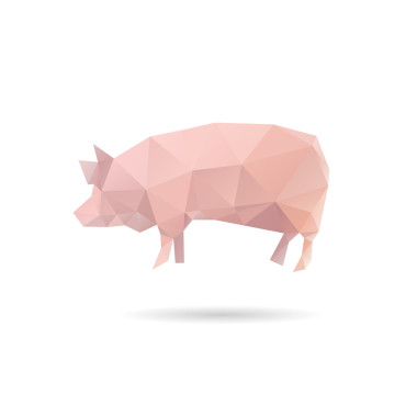 孤立在白色背景上的抽象豬
