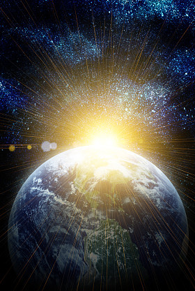 现实的行星地球在宇宙中