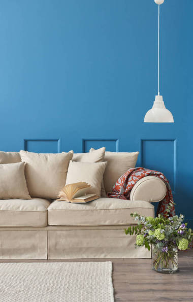 豪華客廳角落和藍色細節(jié)背景, 家居家具裝飾概念. 