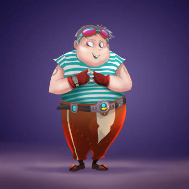 有趣的胖男孩插图的特写视图图片