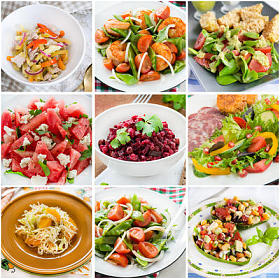 健康沙拉的抽象拼贴画照片