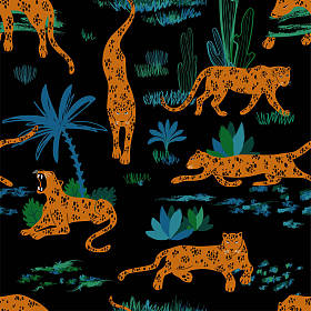 丛林无缝图案中的豹子