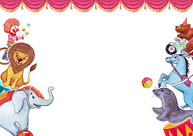 水彩插图与有趣的动物和艺术家, 模板海报, 横幅, 卡。马戏团, 表演, 表演