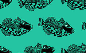 装饰水族馆鱼。无缝矢量模式