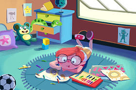 小画家室插图特写视图