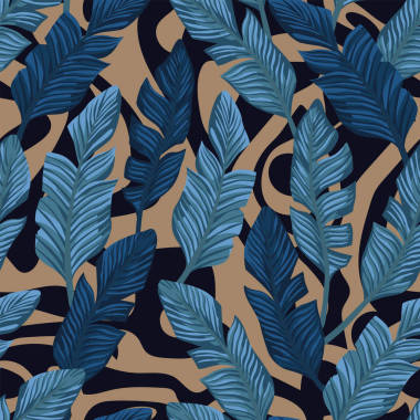 藍(lán)色香蕉葉子無縫抽象背板圖片