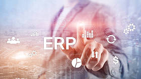 ERP系统，背景模糊的企业资源规划。业务自动化和创新概念