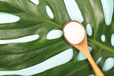 粉末胶原蛋白勺子照片