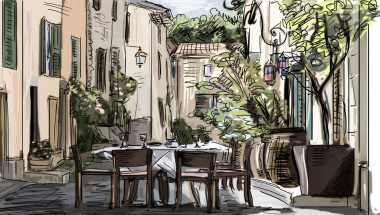 歐洲城市的街頭彩色圖