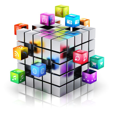 移動應用程序和媒體技術概念圖片