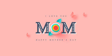 母親節(jié)快樂賀卡。剪紙花和蝴蝶, 節(jié)日背景。向量例