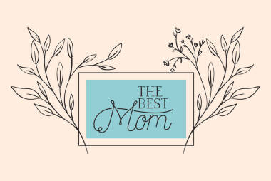 快樂的母親日卡片與草本方形框架