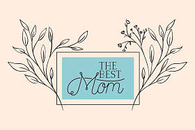 快乐的母亲日卡片与草本方形框架