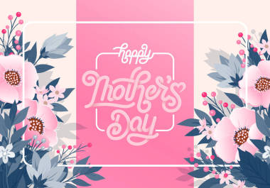 母親節(jié)快樂美麗的賀卡。明亮的向量例證與五顏六色的趨向花卉樣式和母親天文字。傳統(tǒng)民花花束