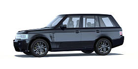 3d 渲染一个没有品牌的通用概念越野汽车在演播室环境