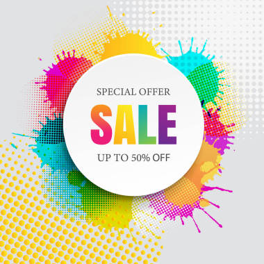 帶有Stain的銷售橫幅、矢量圖解