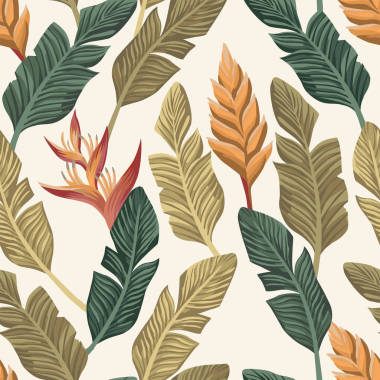 香蕉叶子花无缝白色背板图片