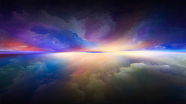 永遠(yuǎn)的天空。透視涂料系列。以插畫、繪畫、創(chuàng)意和想象為主題的由云、顏色、燈光和地平線組成的藝術(shù)抽象