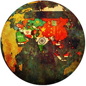 亚洲在全球地图上的政治地图