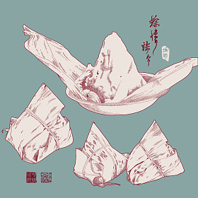 矢量绘图的粽子图片