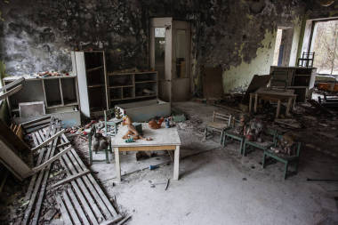 kindergarten.chernobyl 區(qū)域。失落之城普里皮亞季。現(xiàn)代的廢墟。烏克蘭?；o地區(qū)
