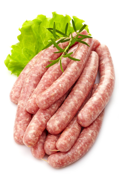 新鮮原料碎的肉香腸圖片