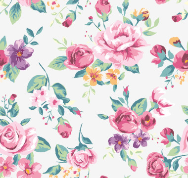 复古热带花卉花纹矢量图片