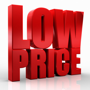 孤立在白色背景上的 3d 价格低字